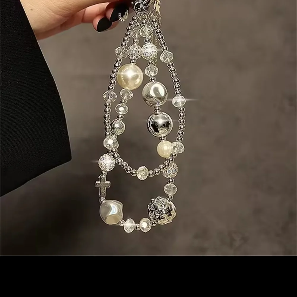 2/$12 Glitter Phone/Purse with Pearl and Cross Charms